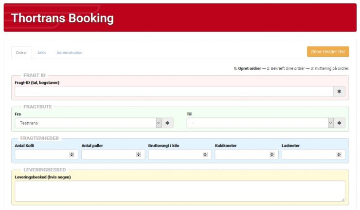 Thortrans A/S Online-booking